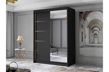 Lungos Garderobe med Speil 120x200 cm - Svart - Oppbevaring - Garderober & garderobesystem