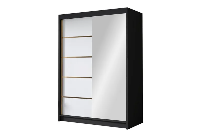 Lungos Garderobe med Speil 120x200 cm, Svart