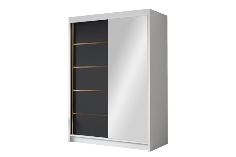 Lungos Garderobe med Speil 120x200 cm, Svart/Hvit