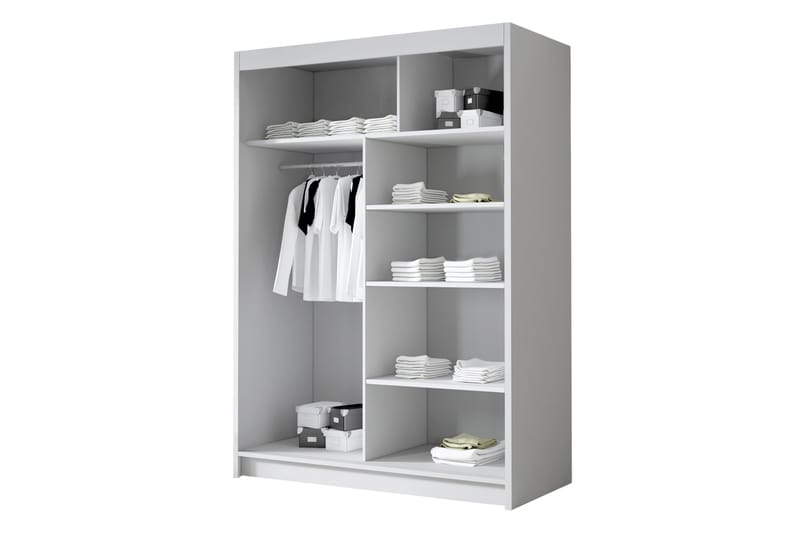 Lungos Garderobe med Speil 120x200 cm - Svart/Hvit - Oppbevaring - Garderober & garderobesystem
