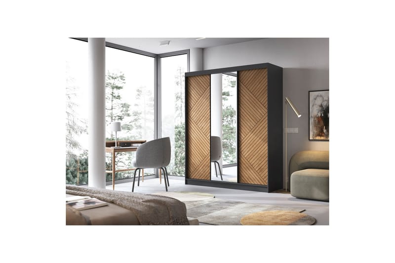 Marrphy Garderobe med Speil 120x220 cm - Brun - Oppbevaring - Garderober & garderobesystem