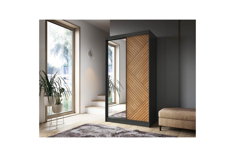 Marrphy Garderobe med Speil 120x220 cm - Brun - Oppbevaring - Garderober & garderobesystem