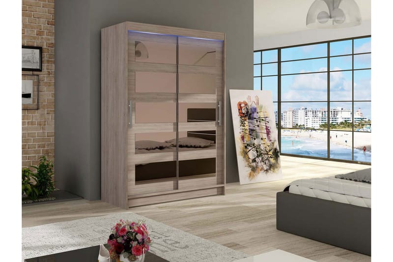 Miami Garderobe 120x58x200 cm - Beige / Grå - Oppbevaring - Garderober & garderobesystem