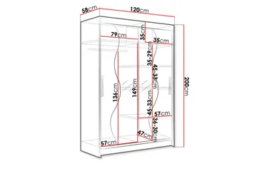 Miami Garderobe 120x58x200 cm - Beige / Hvit - Oppbevaring - Garderober & garderobesystem