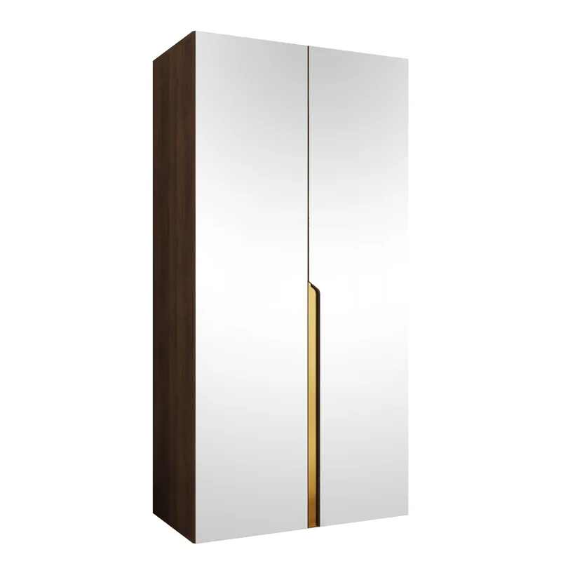 Milias garderobe med speil 100x202 cm - Brun/gull - Oppbevaring - Garderober & garderobesystem