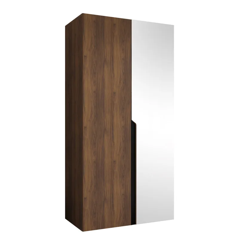 Milias garderobe med speil 100x202 cm, Brun/svart