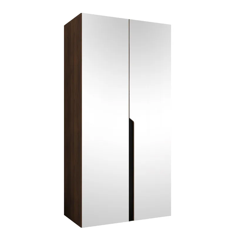 Milias garderobe med speil 100x202 cm, Brun/svart