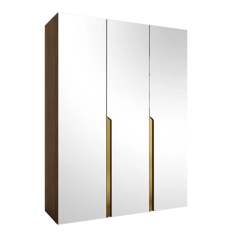 Milias garderobe med speil 150x202 cm - Brun/gull - Oppbevaring - Garderober & garderobesystem