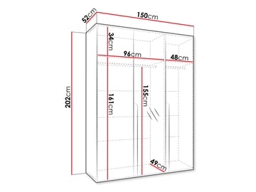 Milias garderobe med speil 150x202 cm - Brun/gull - Oppbevaring - Garderober & garderobesystem