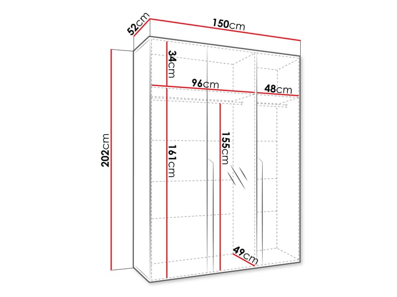 Milias garderobe med speil 150x202 cm - Brun/gull - Oppbevaring - Garderober & garderobesystem