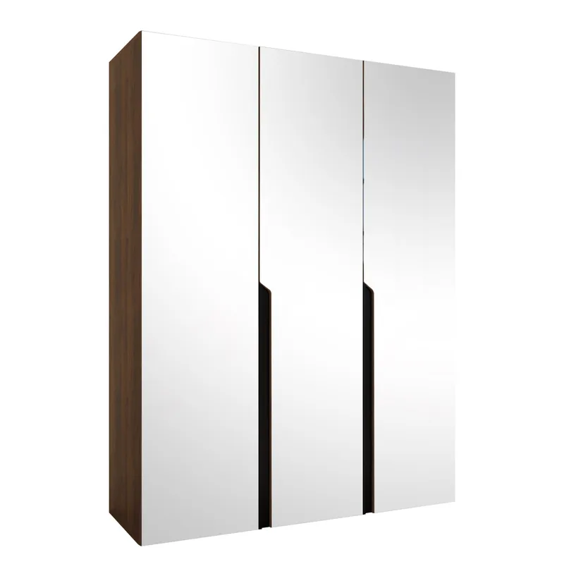 Milias garderobe med speil 150x202 cm - Brun/svart - Oppbevaring - Garderober & garderobesystem