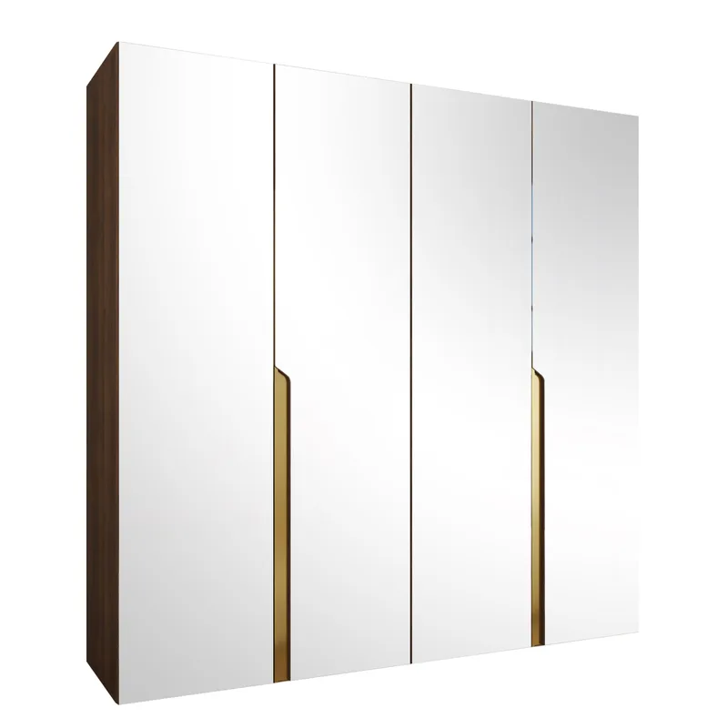 Milias garderobe med speil 200x202 cm - Brun/gull - Oppbevaring - Garderober & garderobesystem