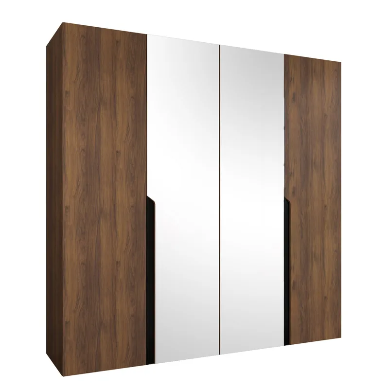 Milias garderobe med speil 200x202 cm - Brun/svart - Oppbevaring - Garderober & garderobesystem
