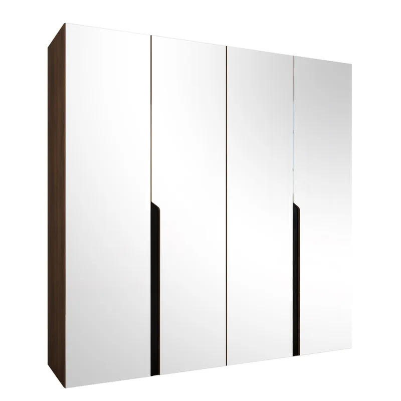 Milias garderobe med speil 200x202 cm - Brun/svart - Oppbevaring - Garderober & garderobesystem