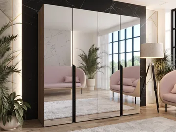 Milias garderobe med speil 200x202 cm - Brun/svart - Oppbevaring - Garderober & garderobesystem