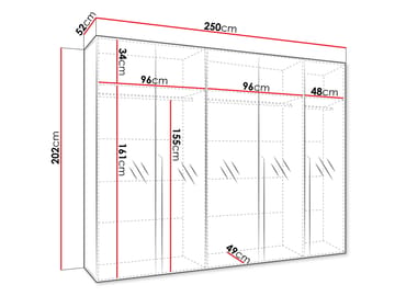 Milias garderobe med speil 250x202 cm - Brun/gull - Oppbevaring - Garderober & garderobesystem