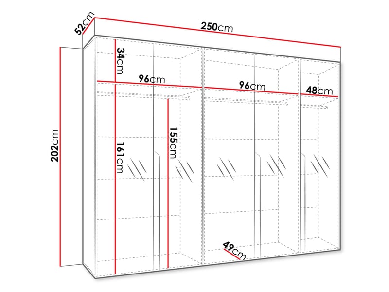 Milias garderobe med speil 250x202 cm - Brun/gull - Oppbevaring - Garderober & garderobesystem