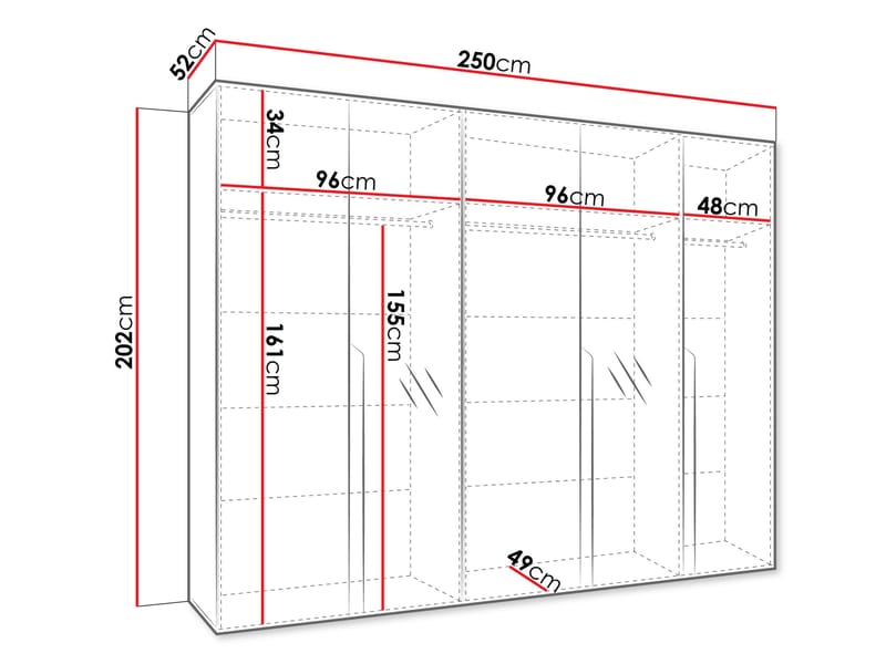 Milias garderobe med speil 250x202 cm - Brun/gull - Oppbevaring - Garderober & garderobesystem
