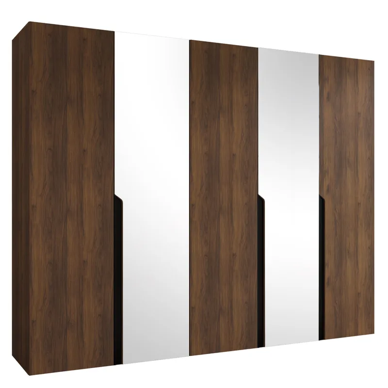 Milias garderobe med speil 250x202 cm - Brun/svart - Oppbevaring - Garderober & garderobesystem