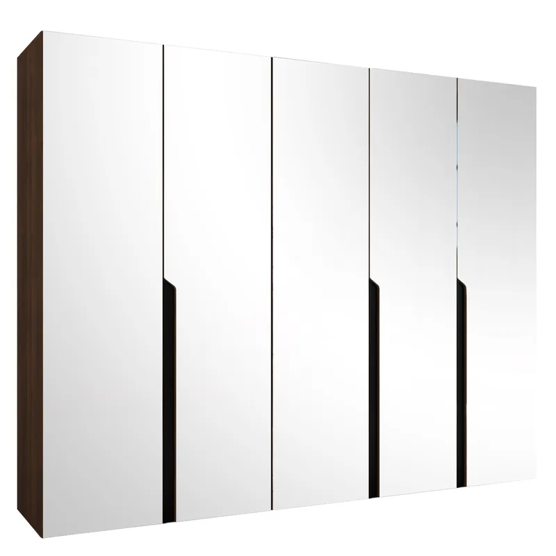 Milias garderobe med speil 250x202 cm - Brun/svart - Oppbevaring - Garderober & garderobesystem