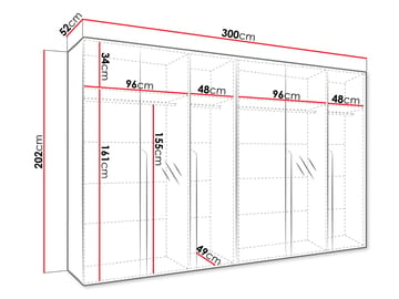 Milias garderobe med speil 300x202 cm - Brun/gull - Oppbevaring - Garderober & garderobesystem