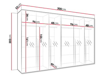 Milias garderobe med speil 300x202 cm - Brun/svart - Oppbevaring - Garderober & garderobesystem
