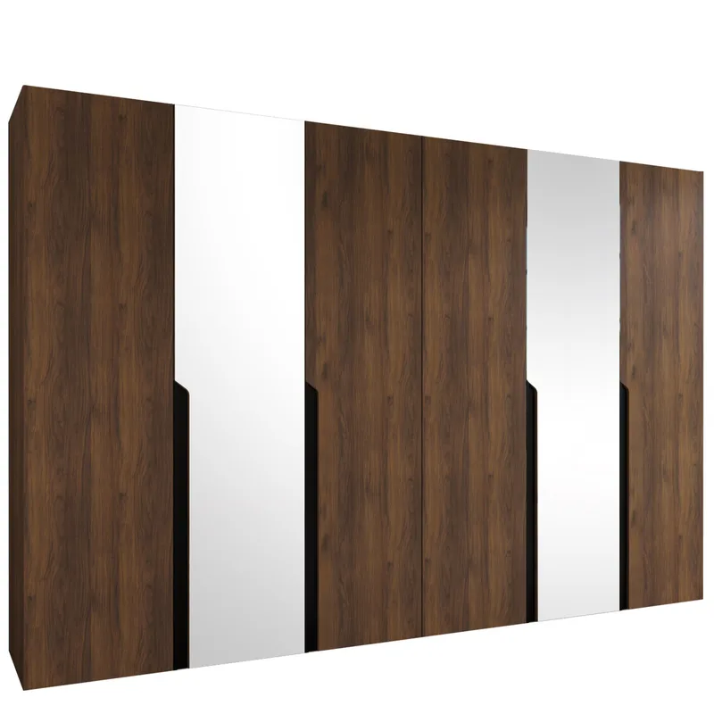 Milias garderobe med speil 300x202 cm - Brun/svart - Oppbevaring - Garderober & garderobesystem