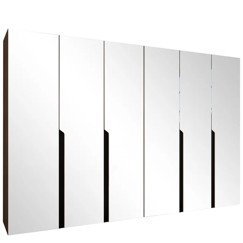 Milias garderobe med speil 300x202 cm, Brun/svart