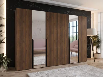 Milias garderobe med speil 300x202 cm - Brun/svart - Oppbevaring - Garderober & garderobesystem