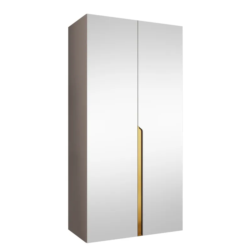 Milias Garderobeskap med speil 100x202 cm, beige / gull