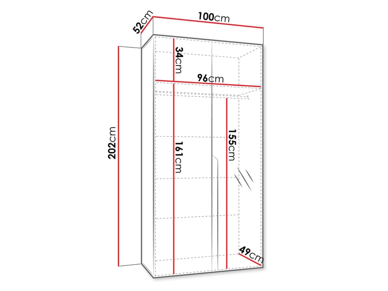 Milias Garderobeskap med speil 100x202 cm - Gull, beige - Oppbevaring - Garderober & garderobesystem