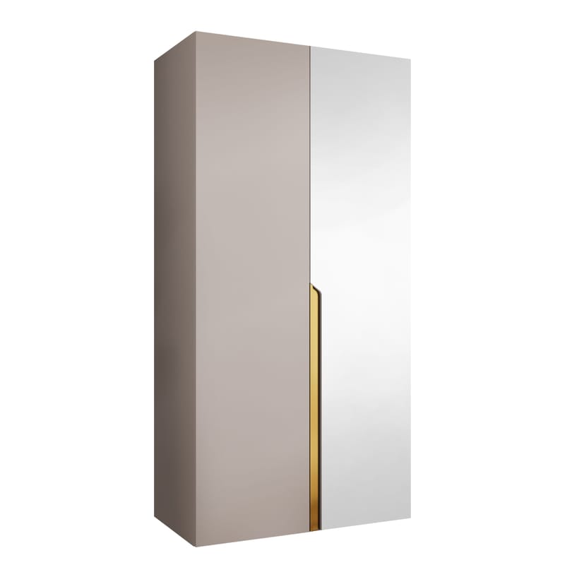 Milias Garderobeskap med speil 100x202 cm - Gull/beige - Oppbevaring - Garderober & garderobesystem
