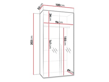 Milias Garderobeskap med speil 100x202 cm - hvit / gull - Oppbevaring - Garderober & garderobesystem