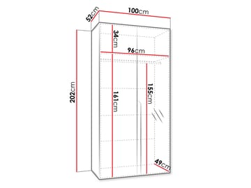 Milias Garderobeskap med speil 100x202 cm - hvit - Oppbevaring - Garderober & garderobesystem