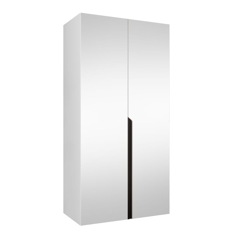 Milias Garderobeskap med speil 100x202 cm - hvit/svart - Oppbevaring - Garderober & garderobesystem