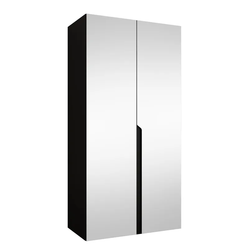 Milias Garderobeskap med speil 100x202 cm - svart - Oppbevaring - Garderober & garderobesystem
