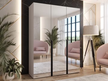 Milias Garderobeskap med speil 150x202 cm - beige / svart - Oppbevaring - Garderober & garderobesystem