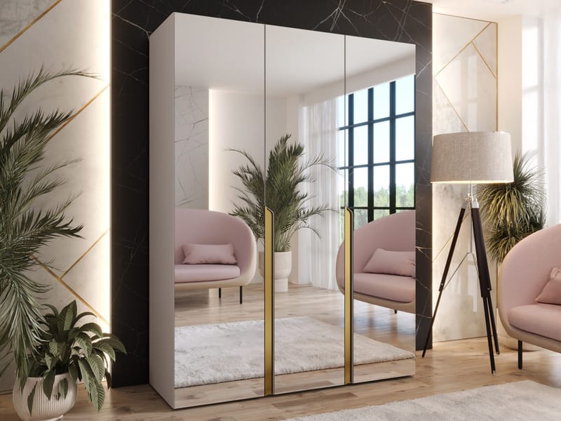 Milias Garderobeskap med speil 150x202 cm - beige - Oppbevaring - Garderober & garderobesystem