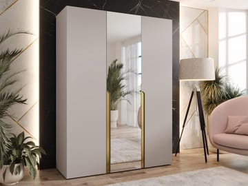 Milias Garderobeskap med speil 150x202 cm - Gull, beige - Oppbevaring - Garderober & garderobesystem