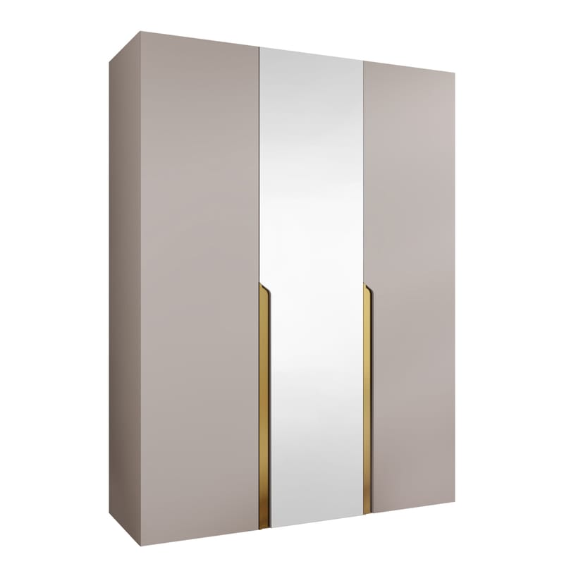 Milias Garderobeskap med speil 150x202 cm - Gull/beige - Oppbevaring - Garderober & garderobesystem