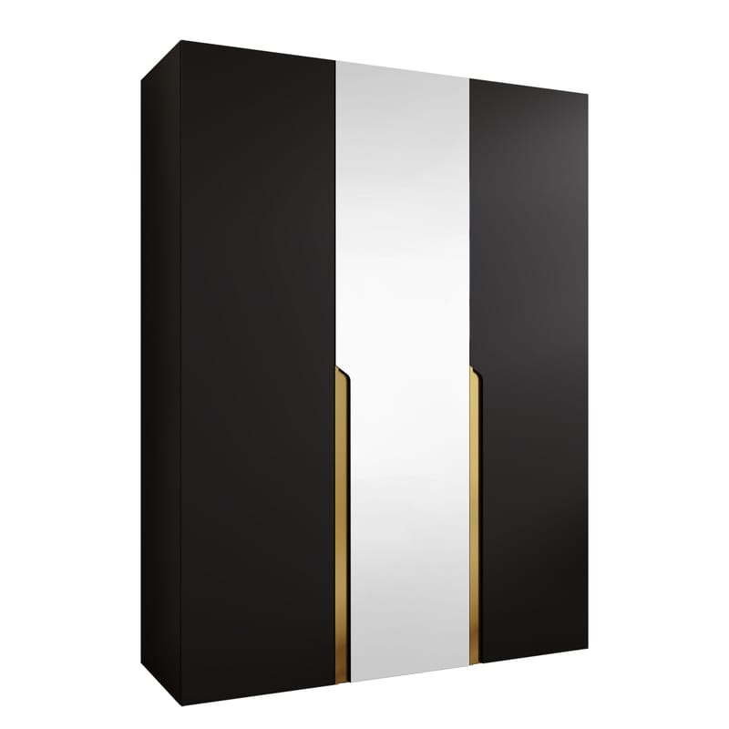 Milias Garderobeskap med speil 150x202 cm - Gull/svart - Oppbevaring - Garderober & garderobesystem