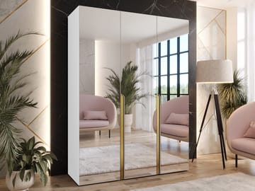 Milias Garderobeskap med speil 150x202 cm - hvit - Oppbevaring - Garderober & garderobesystem
