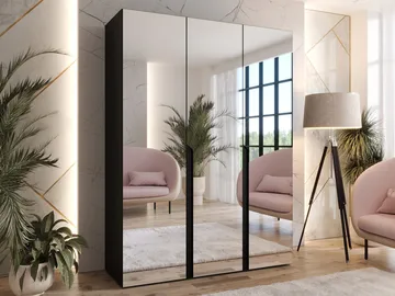 Milias Garderobeskap med speil 150x202 cm - svart - Oppbevaring - Garderober & garderobesystem