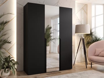 Milias Garderobeskap med speil 150x202 cm - svart - Oppbevaring - Garderober & garderobesystem