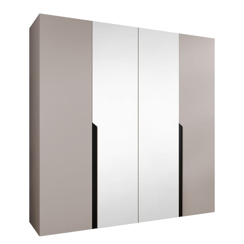 Milias Garderobeskap med speil 200x202 cm, beige