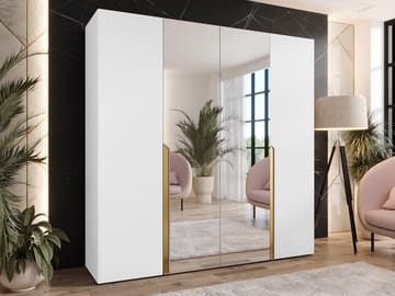 Milias Garderobeskap med speil 200x202 cm - hvit - Oppbevaring - Garderober & garderobesystem