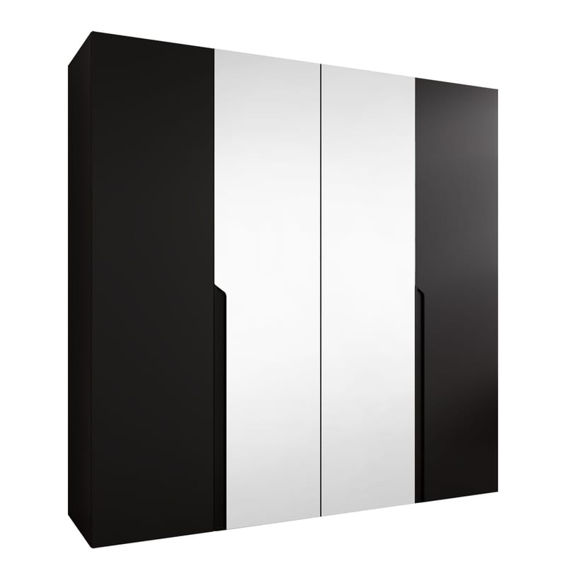 Milias Garderobeskap med speil 200x202 cm - svart - Oppbevaring - Garderober & garderobesystem