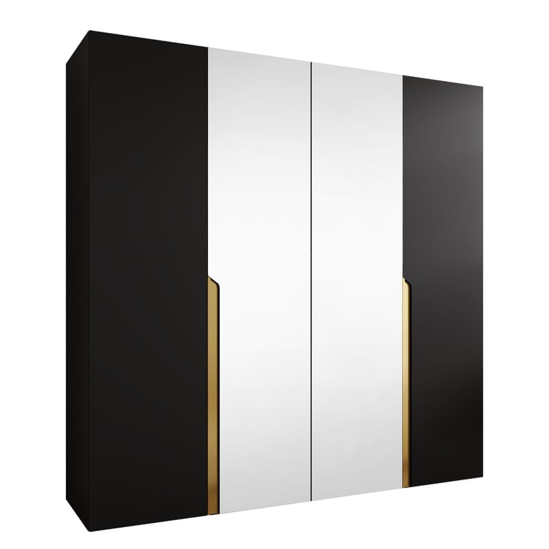 Milias Garderobeskap med speil 200x202 cm - svart - Oppbevaring - Garderober & garderobesystem