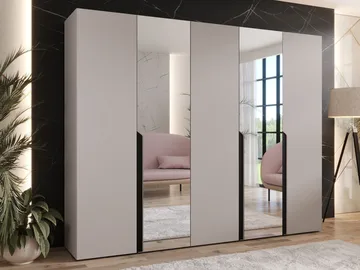 Milias Garderobeskap med speil 250x202 cm - beige - Oppbevaring - Garderober & garderobesystem