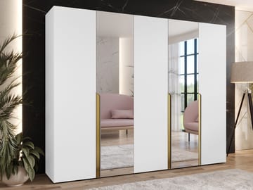 Milias Garderobeskap med speil 250x202 cm - hvit - Oppbevaring - Garderober & garderobesystem
